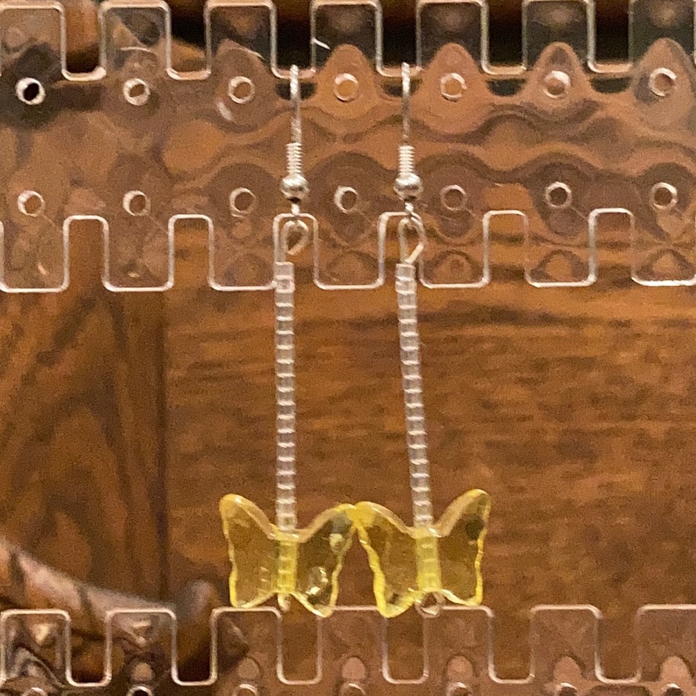 Long dangly butterfly earrings